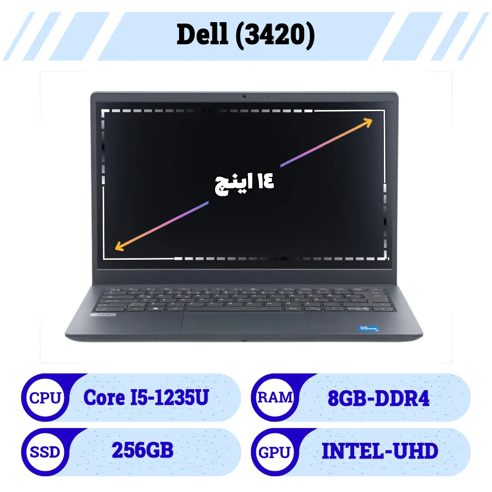 لپتاپ 14 اینچ استوک دل|Laptop Dell پردازنده core i5 نسل 12 رم 8 حافظه 256G ssd