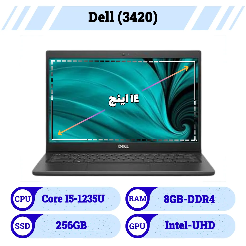 لپتاپ 14 اینچ استوک دل | Laptop Dell پردازنده core i5 نسل 12 رم 8 حافظه 256G ssd